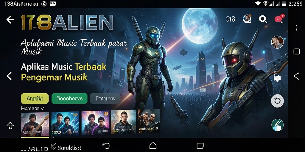 Tangkapan layar utama 138ALIEN menampilkan gameplay interaktif musik.