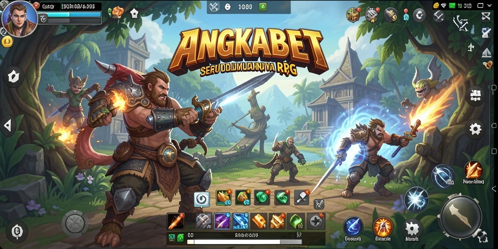 Tampilan gameplay <strong>ANGKABET</strong> yang epik dan mendebarkan dalam pertempuran RPG.
