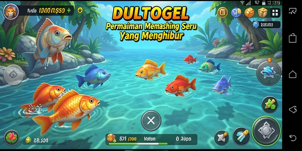 Gameplay seru DULTOGEL dengan tampilan menarik saat memancing.