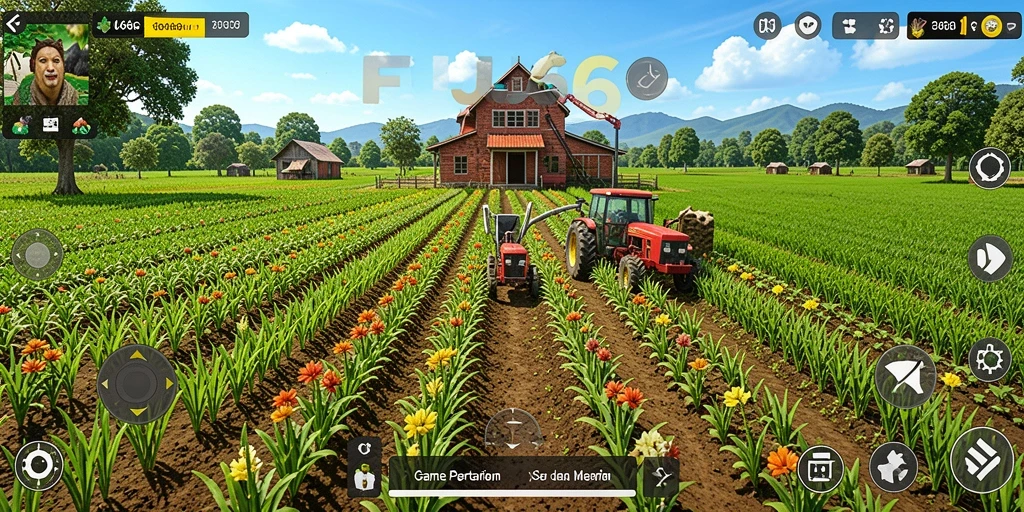 Screenshot gameplay FUJI66 yang menunjukkan aktivitas bertani.