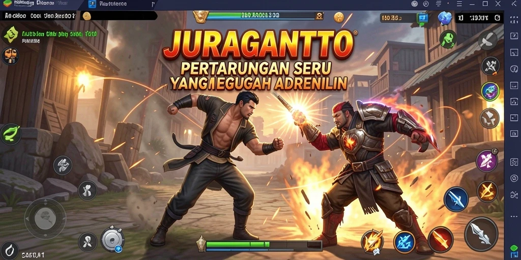 Tangkapan layar gameplay JURAGANTOTO menunjukkan pertarungan intens.