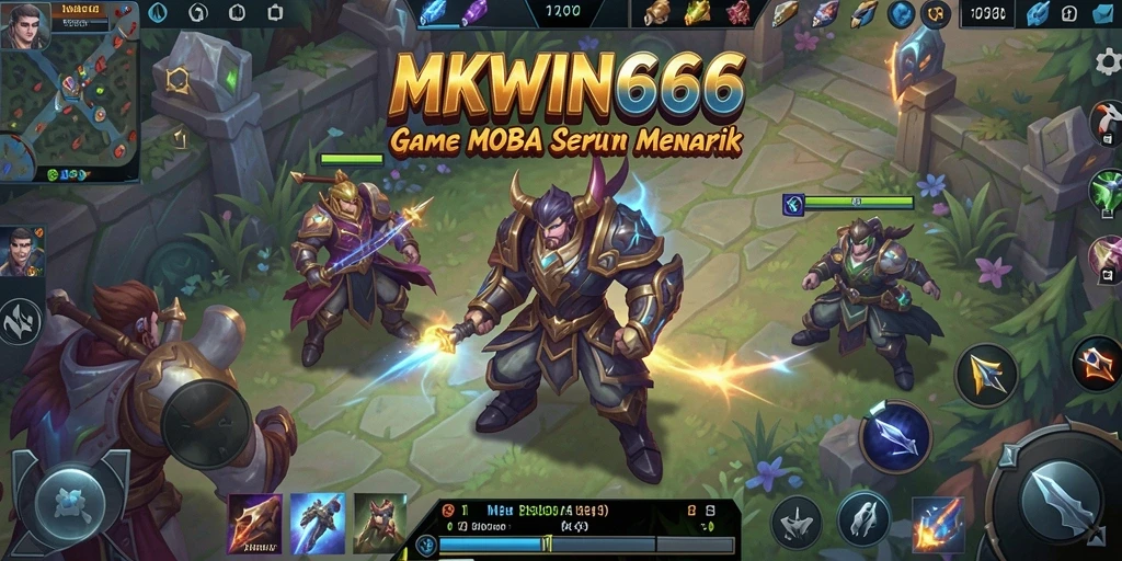 Tangkapan layar utama MKWIN666 menampilkan aksi seru gameplay MOBA.