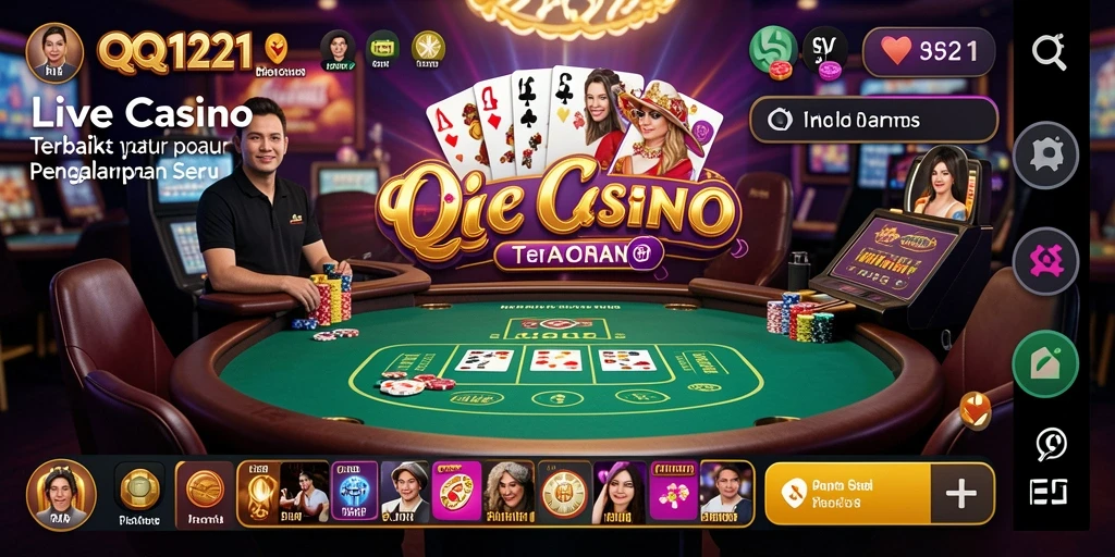 Tampilan gameplay Live Casino yang seru dan interaktif di QQ1221.