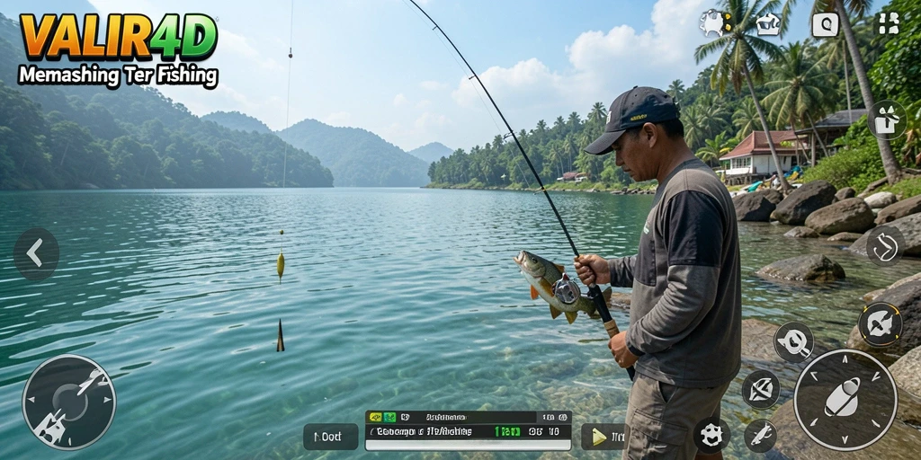 Tangkapan ikan yang realistis dalam gameplay VALIR4D.